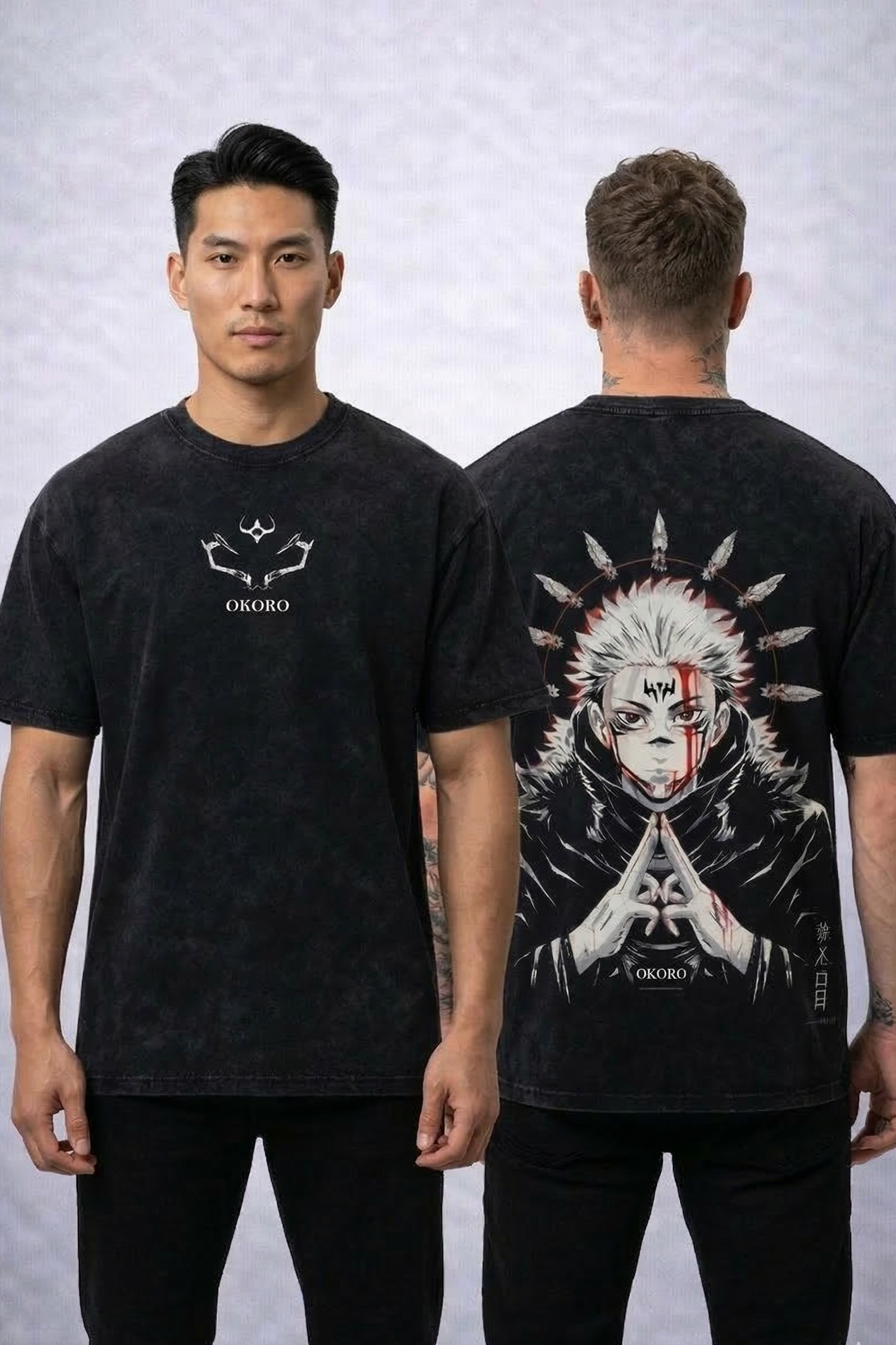 OKORO "Cursed Vessel" Acid Wash Oversized Tee