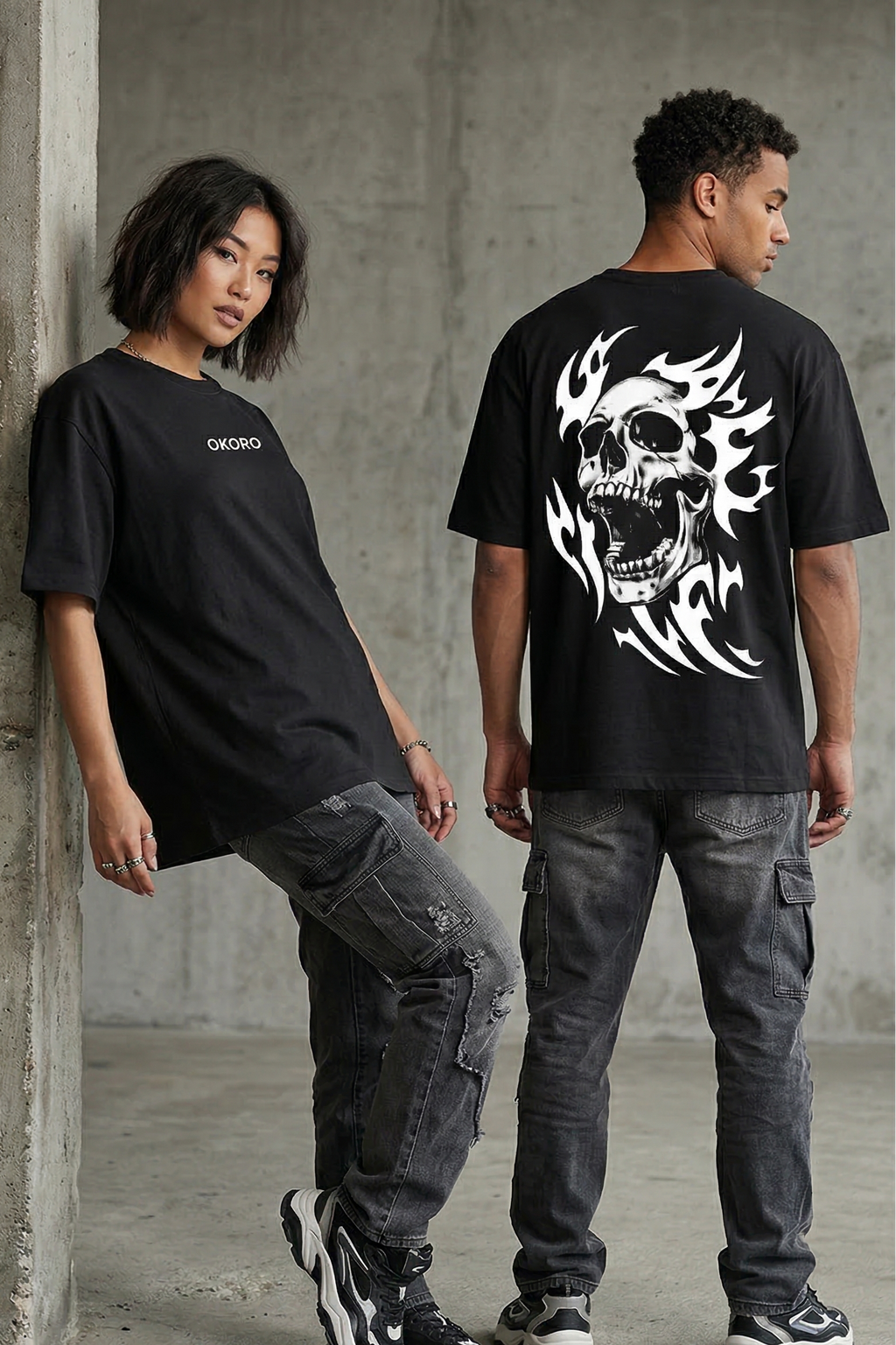 OKORO "Inferno Skull" Oversized Tee