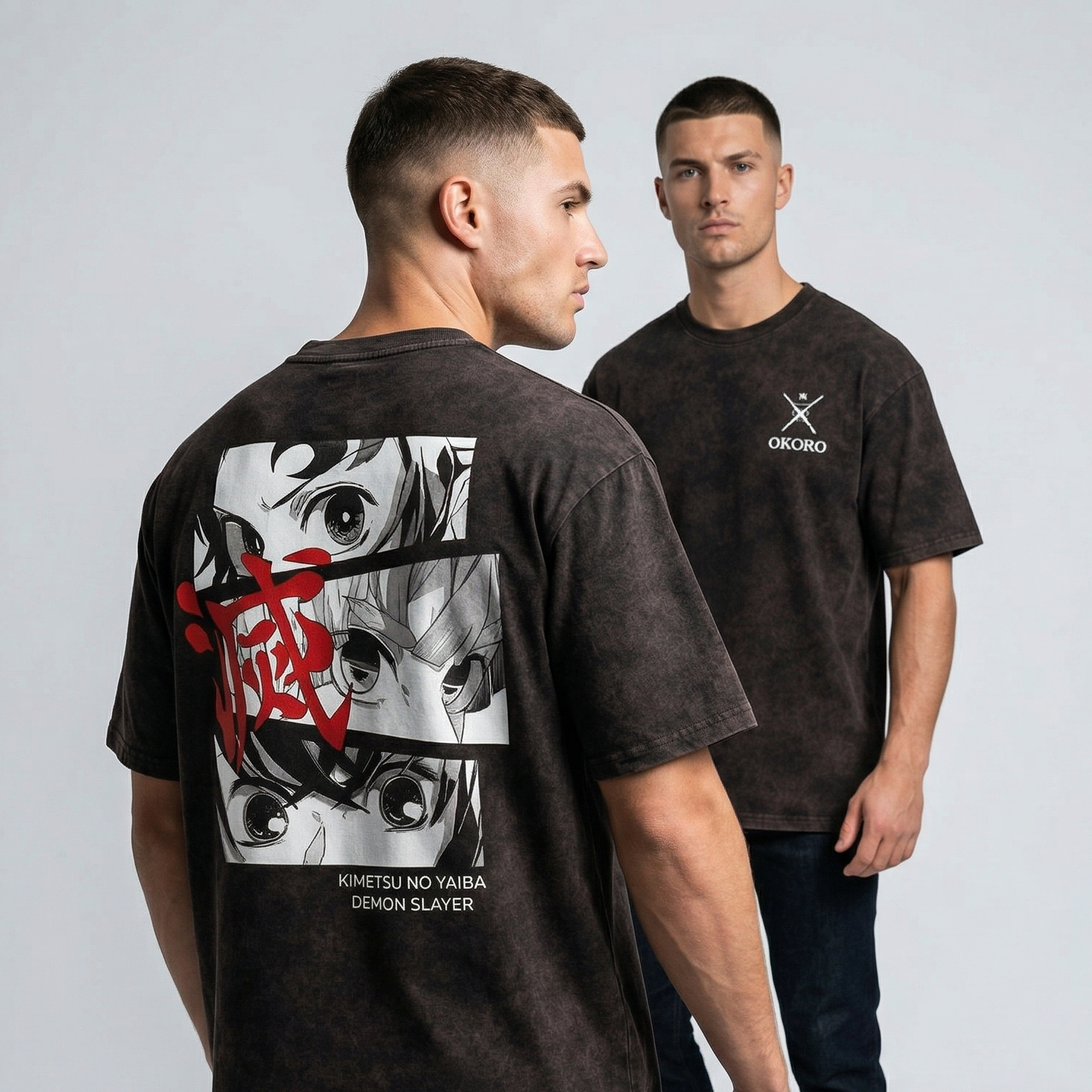 OKORO "Slayer Trio" Acid Wash Oversized Tee
