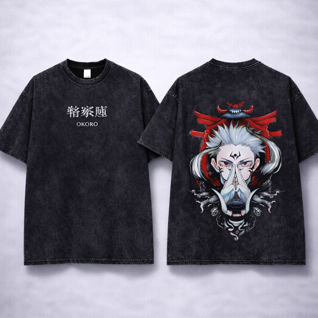 OKORO "Malevolent Shrine" Acid Wash Oversized Tee
