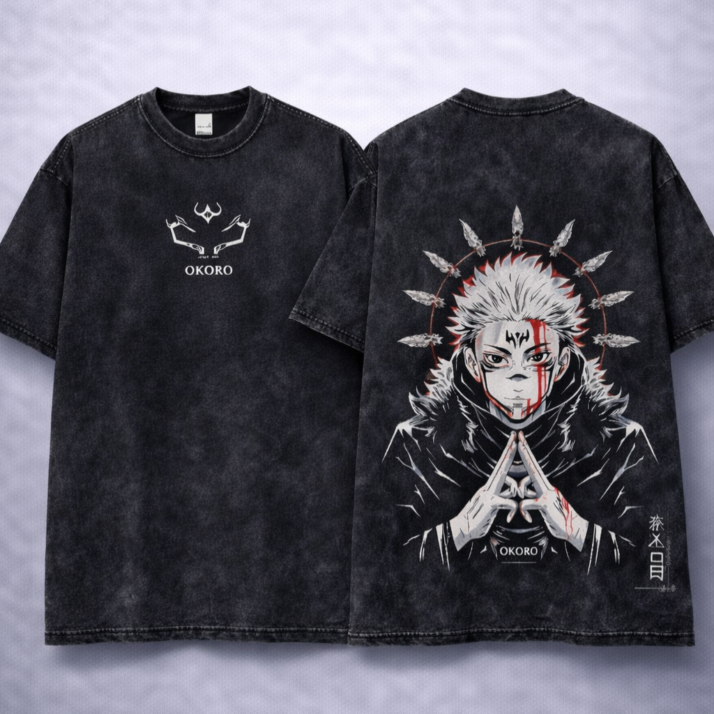 OKORO "Cursed Vessel" Acid Wash Oversized Tee